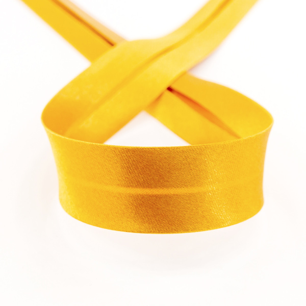 Косая бейка атласная 20 мм, 25 м, цвет 37, горчица. Арт 6260-20мм-37            