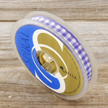 Лента с рисунком клетка SAFISA, 11 мм, 25 м, цвет 08, сиреневый. Арт 469-11мм-08             