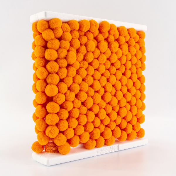 Тесьма с помпонами, диаметр 10 мм, цвет оранжевый. Арт PA-18-col.202