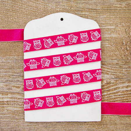 Лента с рисунком SAFISA, 15 мм, 15 м, цвет 20, фуксия. Арт 35117-15мм-20