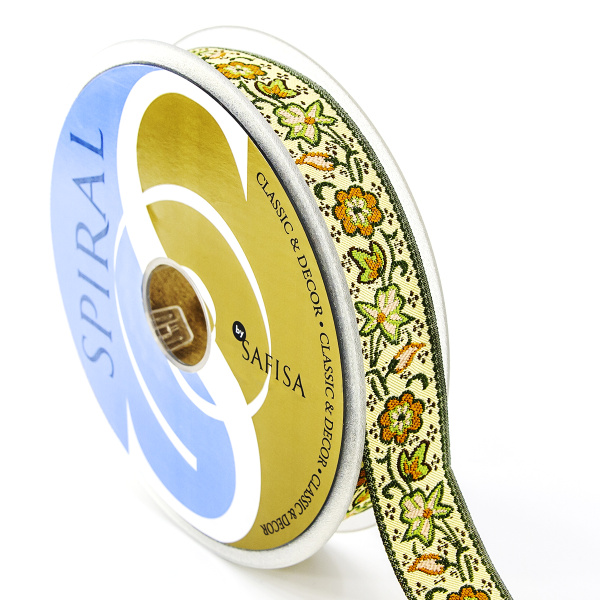 Лента жаккард SAFISA, 25 мм, 15 м, цвет 04. Арт 9191-25мм-04