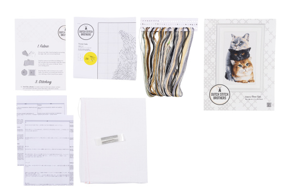 Набор для вышивания "Три кота", канва лён 28 ct. Арт DSB012L