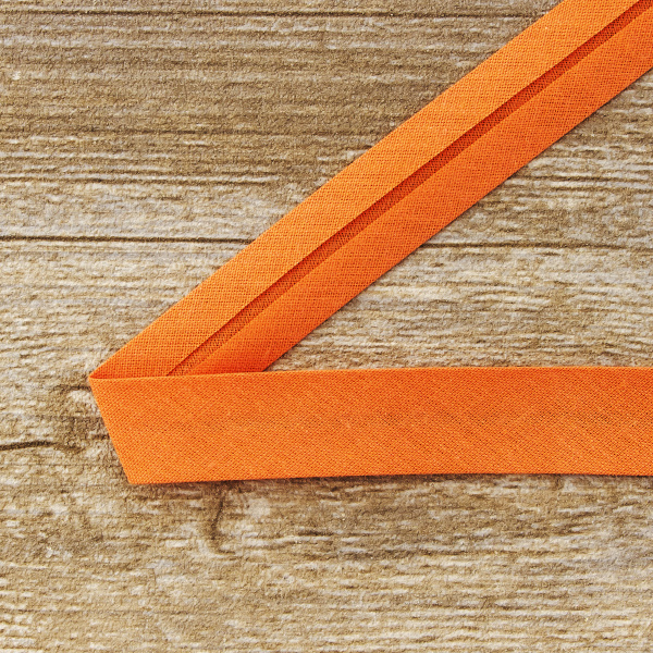 Косая бейка хлопок/полиэстер 20 мм, 25 м, цвет 85, лососевый. Арт 6120-20мм-85            