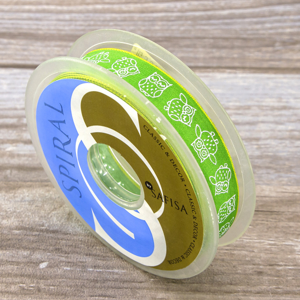 Лента с рисунком SAFISA, 15 мм, 15 м, цвет 62, зеленый. Арт 35117-15мм-62