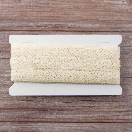 Мерсеризованное хлопковое кружево, 20 мм, цвет сливочный. Арт 3037/02                 