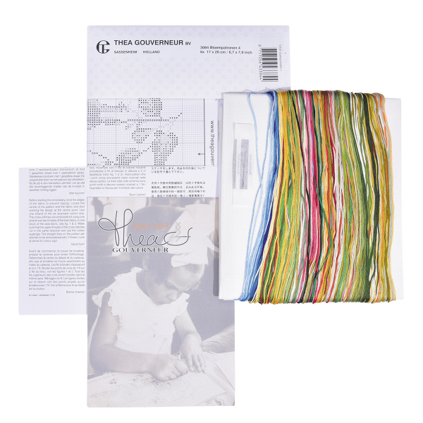 Набор для вышивания "Шесть цветочных мотивов", канва лён 36 ct. Арт 3084                    