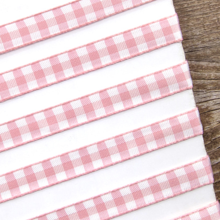 Лента с рисунком клетка SAFISA, 11 мм, 25 м, цвет 05, розовый. Арт 469-11мм-05             