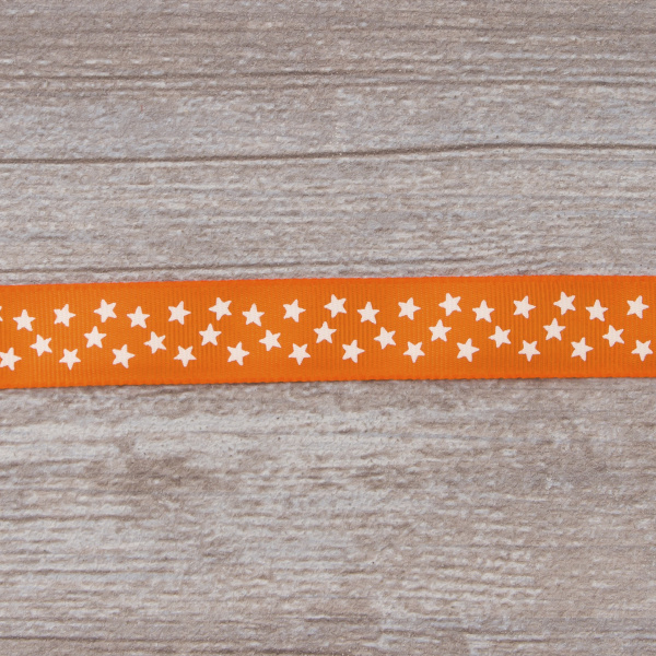 Лента репсовая SAFISA рисунок "звездочки", 15 мм, 15 м, цвет 61, алый. Арт 35120-15мм-61