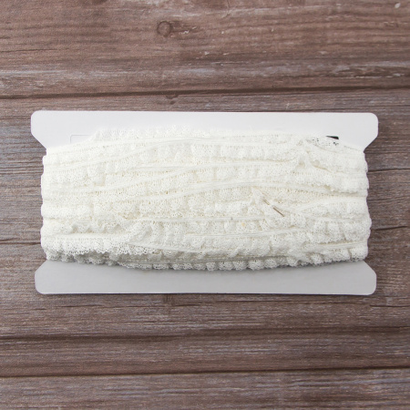 Кружево мерсеризованное эластичное, 10 мм, цвет белый. Арт E221/01                 