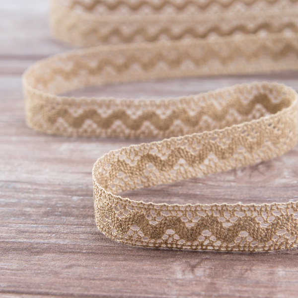 Мерсеризованное хлопковое кружево, 16 мм, цвет серо-бежевый. Арт 2066/27