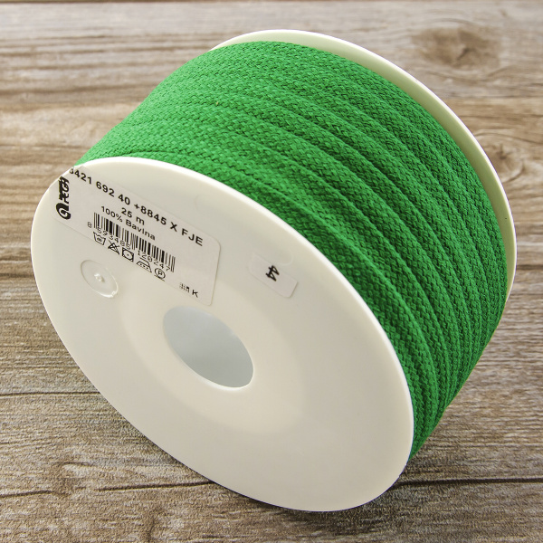 Шнур PEGA плоский, хлопковый, цвет зеленый, 12 мм. Арт 8421692408845