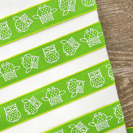 Лента с рисунком SAFISA, 15 мм, 15 м, цвет 62, зеленый. Арт 35117-15мм-62