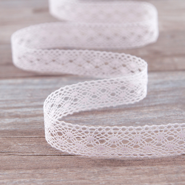 Мерсеризованное хлопковое кружево, 20 мм, цвет светло-розовый. Арт 2020/06