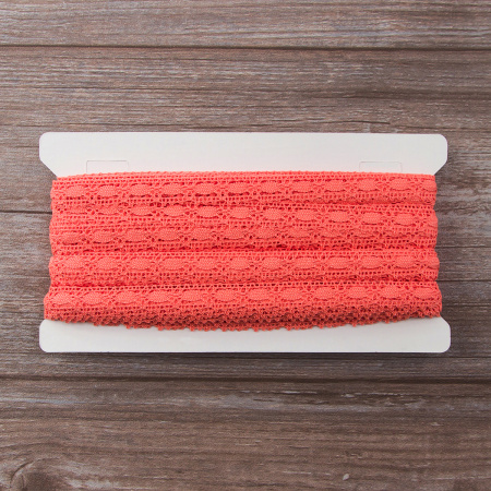 Мерсеризованное хлопковое кружево, 15 мм, цвет лососевый. Арт 1798/83