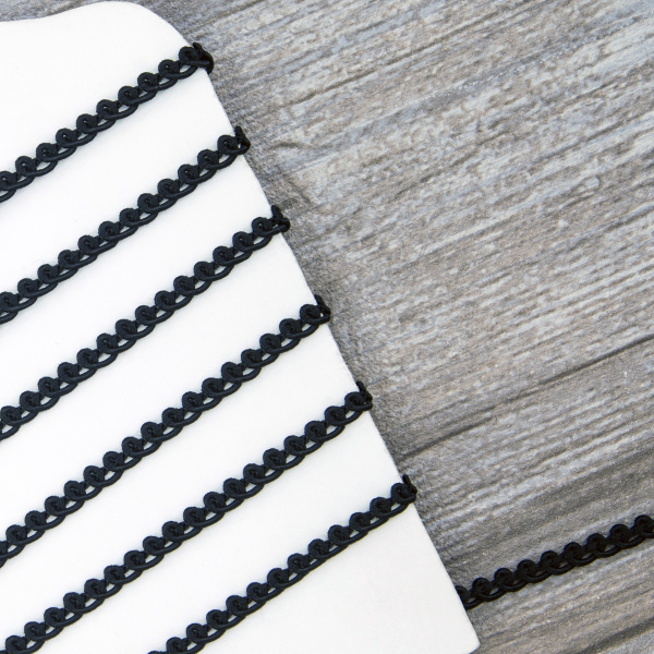 Тесьма PEGA тип отделочная, цвет черный, 5 мм. Арт 844115005A7001          