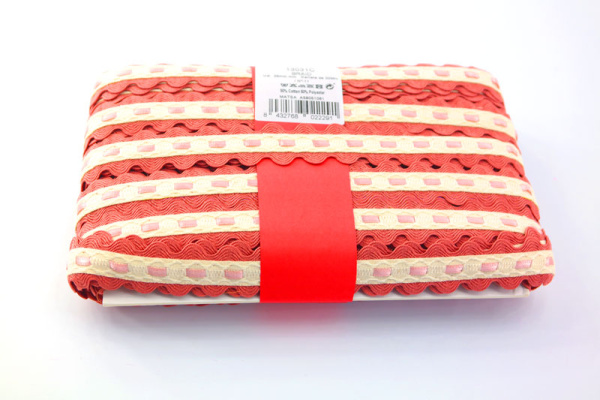 Тесьма декоративная, 24 мм, двойной вьюнок с атласной лентой, темно-розовая. Арт 13031C/11