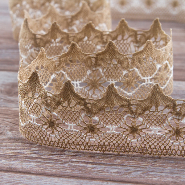 Мерсеризованное хлопковое кружево, 63 мм, цвет бежевый. Арт 2074/ZH