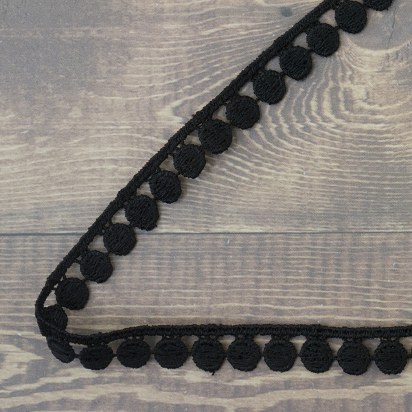 Кружево гипюр, 12 мм, цвет черный, 100% полиэстер, 4,5 м. Арт G-4634.13