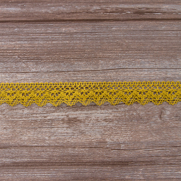 Мерсеризованное хлопковое кружево, 25 мм, цвет горчичный. Арт 3207/62                 