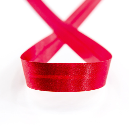 Косая бейка атласная 20 мм, 25 м, цвет 84, вишневый. Арт 6260-20мм-84            