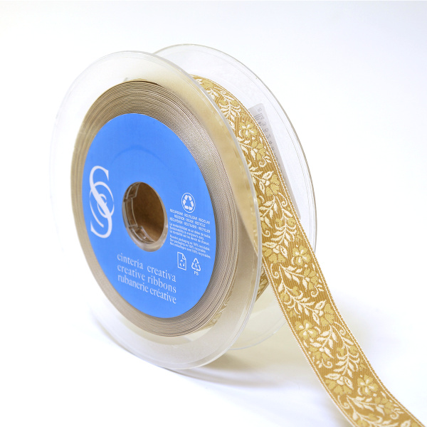 Лента из тканого жаккарда SAFISA, 25 мм, 15 м, цвет 01. Арт 9254-25мм-01