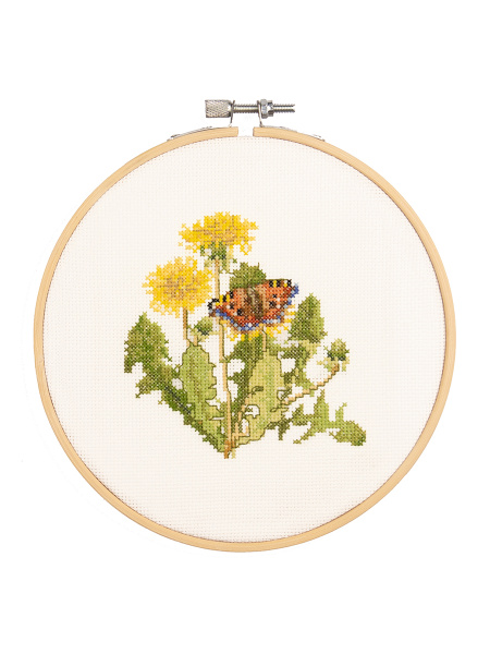 Набор для вышивания "Весенние цветы", канва аида 16 ct, диаметр 15 см, 2 дизайна. Арт 609A