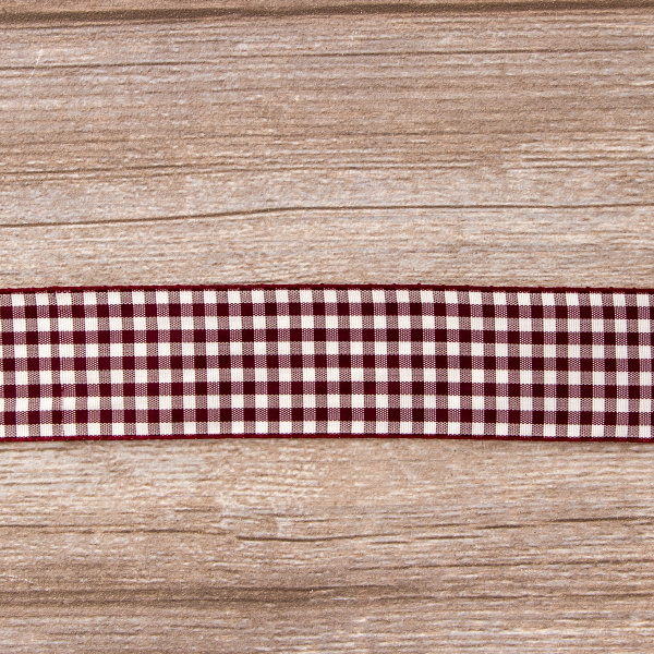 Лента с рисунком клетка SAFISA, 40 мм, 25 м, цвет 30, бордо. Арт 469-40мм-30             