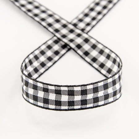 Лента с рисунком клетка SAFISA, 16(18) мм, 25 м, цвет 01, черный. Арт 469-16мм-01             