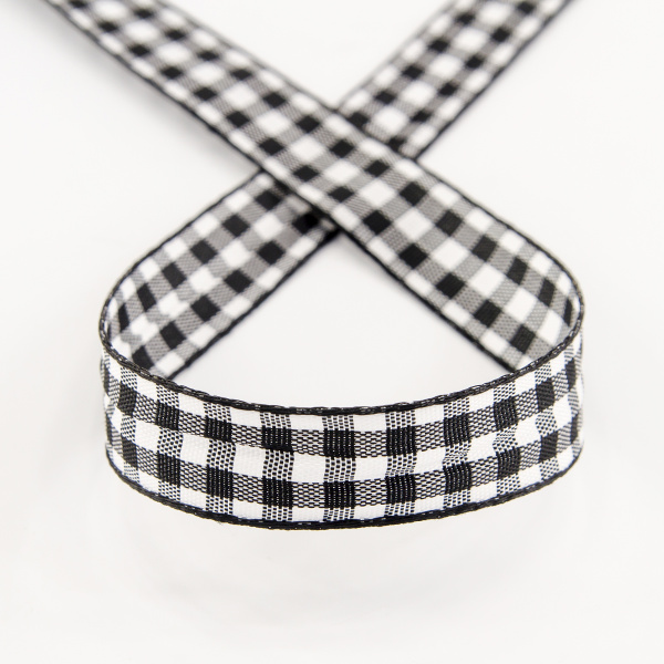 Лента с рисунком клетка SAFISA, 16(18) мм, 25 м, цвет 01, черный. Арт 469-16мм-01             