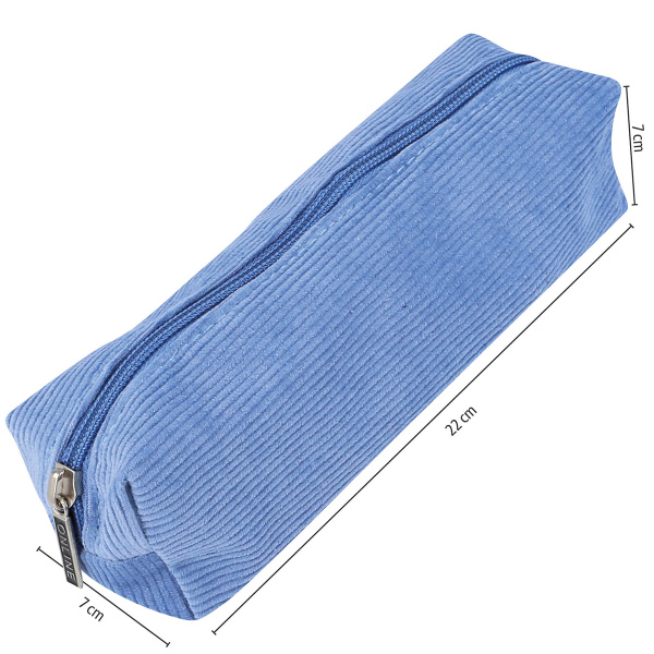 Пенал для ручек "Pencil Case" на молнии, 22 х 7 х 7 см, вельвет, голубой. Арт 03997/6 