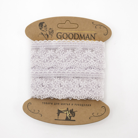 Кружево-вышивка на тюле, 40 мм, цвет белый, 100% полиэстер, 4,5 м. Арт T-3004.212