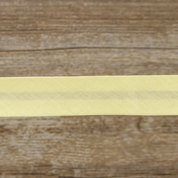 Косая бейка хлопок/полиэстер 20 мм, 25 м, цвет 108, лимонный. Арт 6120-20мм-108           