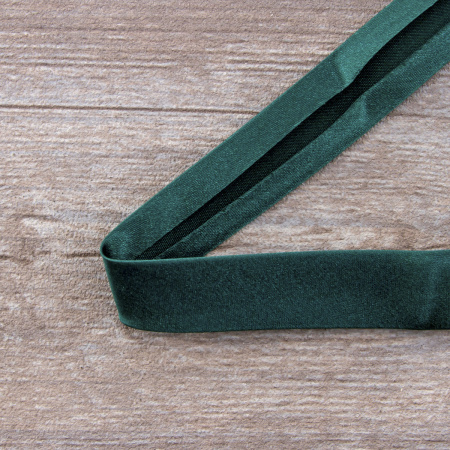 Косая бейка атласная  на блистере SAFISA, 20 мм, 2,5 м, цвет 43, темно-зеленый. Арт P06260-20мм-43          