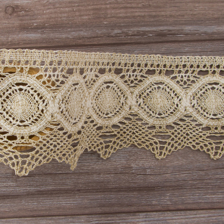 Мерсеризованное хлопковое кружево, 105 мм, цвет небелёный. Арт 1103/L1                 