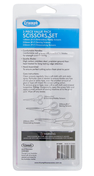 Набор ножниц 25 см, 21 см и 13,5 см для шитья и хобби. Арт BT4806