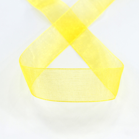 Лента органза SAFISA мини-рулон, 25 мм, 2,5 м, цвет 32, желтый. Арт P00520-25мм-32          