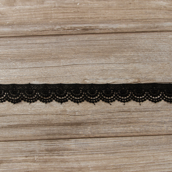 Мерсеризованное хлопковое кружево, 33 мм, цвет черный. Арт K056/14