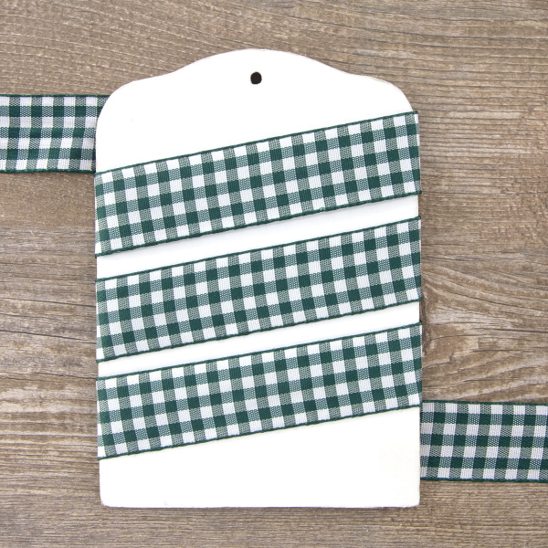 Лента с рисунком клетка SAFISA, 25 мм, 25 м, цвет 43, темно-зеленый. Арт 469-25мм-43             