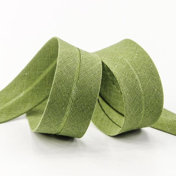 Косая бейка хлопок/полиэстер 20 мм, 25 м, цвет 26, хаки темный. Арт 6120-20мм-26            