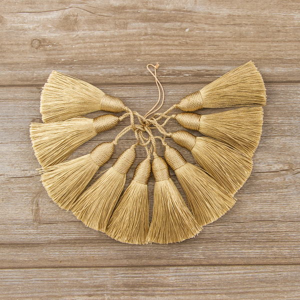 Кисть декоративная на шнуре, длина 85 мм, цвет песочный. Арт KY - 05-col.PE - 3