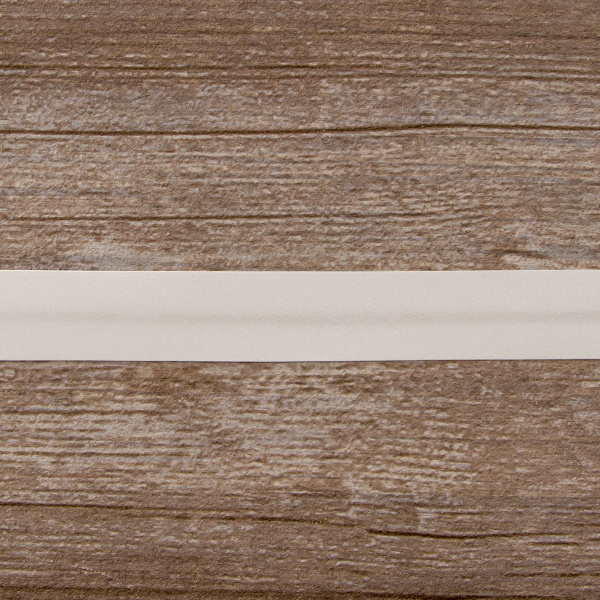 Косая бейка атласная 20 мм, 25 м, цвет 02, белый. Арт 6260-20мм-02            