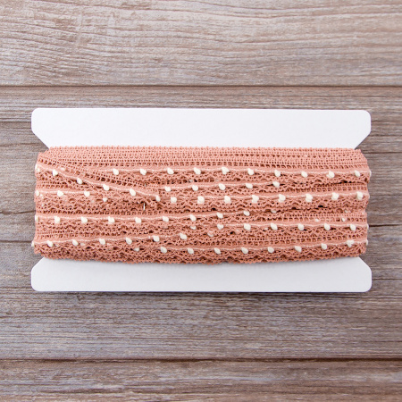 Мерсеризованное хлопковое кружево, 15 мм, розовый. Арт 2150/F3