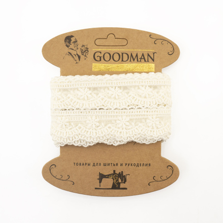 Кружево-вышивка на тюле, 30 мм, цвет молочный, 100% полиэстер, 4,5 м. Арт T-3003.112