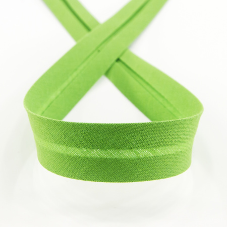 Косая бейка хлопок/полиэстер 20 мм, 25 м, цвет 62, Майская зелень. Арт 6120-20мм-62            