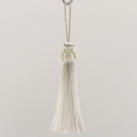 Кисть декоративная на шнуре, длина 95 мм, цвет белый. Арт KY - 06-col.PE - 57