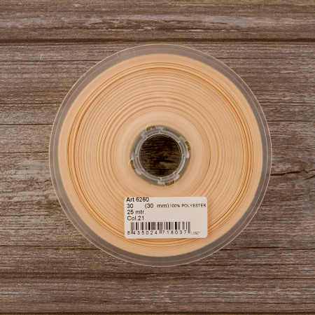 Косая бейка атласная 30 мм, 25 м, цвет 21, персиковый айвори. Арт 6260-30мм-21            