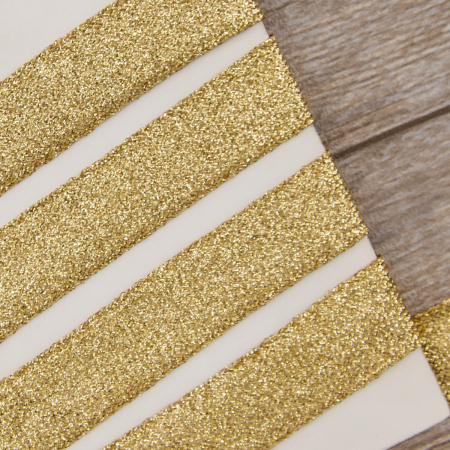 Тесьма PEGA уплощенная с люрексом, цвет золотой, 22,5 мм. Арт 881113961X7000          