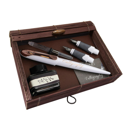 Набор для каллиграфии "Air Best Writer", 6 предметов, корпус ручки белый/серый с розовым золотом. Арт 10045