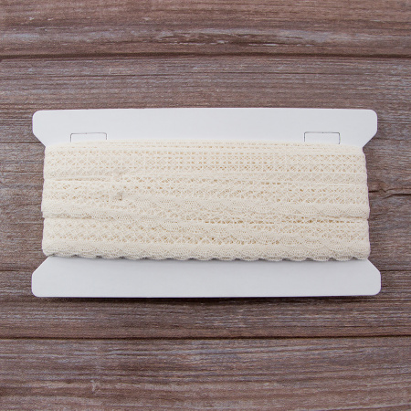 Мерсеризованное хлопковое кружево, 20 мм, цвет шампань. Арт 2015/72