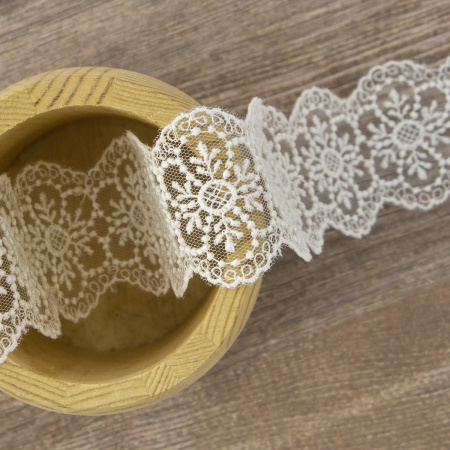 Кружево-вышивка на тюле, 25 мм, 13,5 м. Арт 41706/01